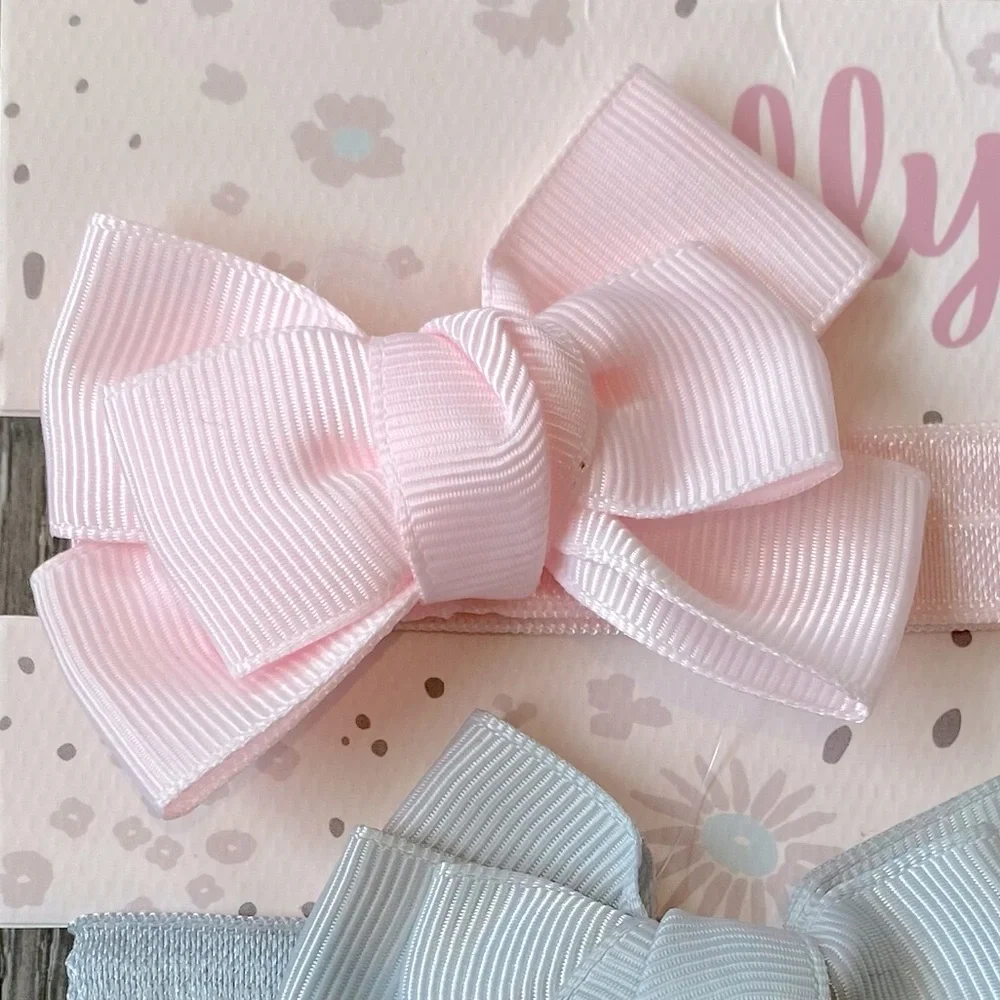 NEW! Bundle 10 Headbands With Bows Dainty Newborn Baby Pink Cream White Gray